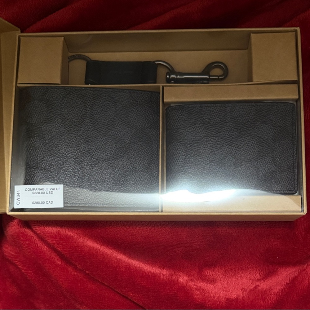 Coach Black Leather Key and Card Holder Set